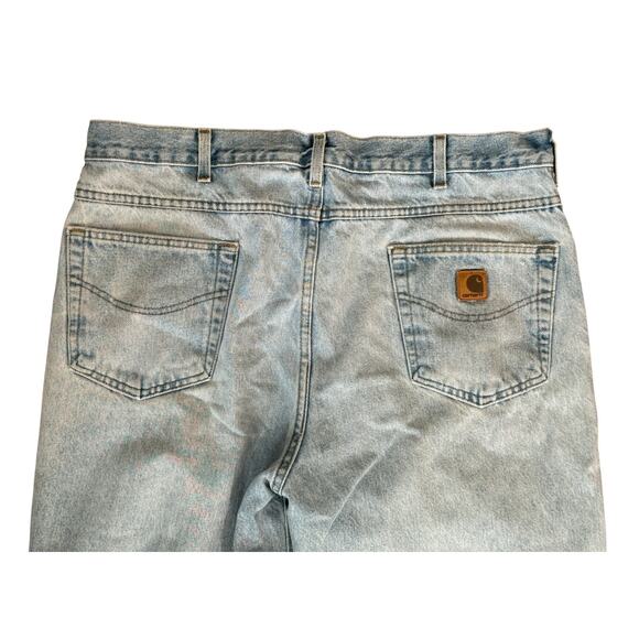 Carhartt Jeans Mens 40x32 Lightwash Distressed Workwear Dungarees Tradiontal Fit - Picture 7 of 9